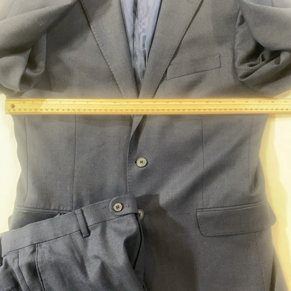 Joe by Joseph Abboud Organica Wool Blend Navy‎ Suit 42R 36W Pants Excellent